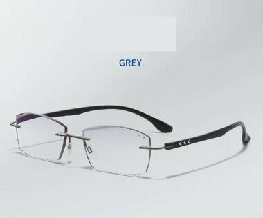 Popular high-definition anti-blue light anti-fatigue rimless glasses for middle-aged and elderly people with farsightedness (Specification: 8801 Elegant Gray Anti-Blue Light 300 [Recommended for 65-69 years old])