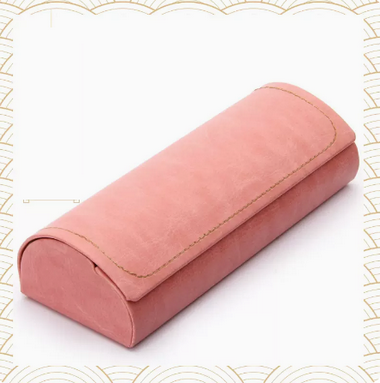 Popular glasses case (specifications: leather pink [free cleaner + lens cloth])
