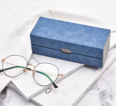 Popular double-layer dual-purpose glasses case (specifications: blue [comes with lens cloth + cleaner])