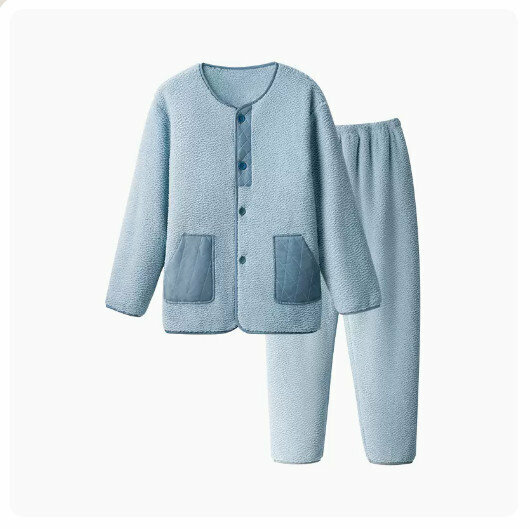 爆款珊瑚絨睡衣家居服套裝【男款】迷霧藍】（尺碼：L-3XL碼）(下單後請聯絡客服確認發貨尺碼)