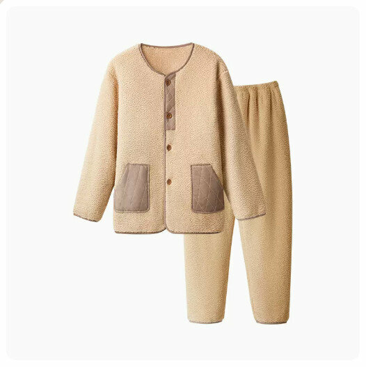 爆款珊瑚絨睡衣家居服套裝【男款】駝色】（尺碼：L-3XL碼）(下單後請聯絡客服確認發貨尺碼)