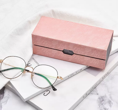 Popular double-layer dual-purpose glasses case (specifications: pink [comes with lens cloth + cleaner])