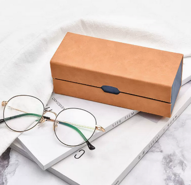 Popular double-layer dual-purpose glasses case (specifications: brown [comes with lens cloth + cleaner])