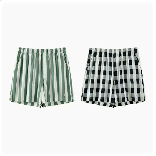 Popular style (2 pieces) loose boxer pure cotton pajama pants and underwear [black and white plaid + green and white stripes] (size: M-3XL) (please contact customer service to confirm the delivery size after placing the order)