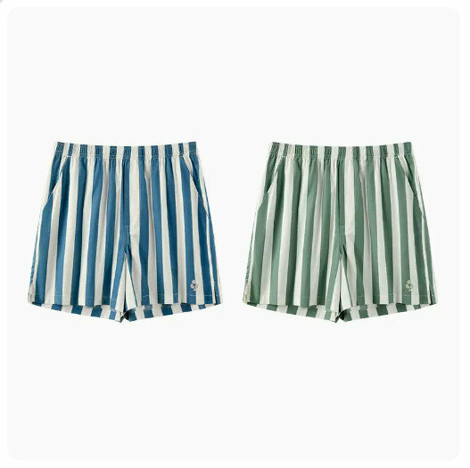 Popular style (2 pieces) loose boxer pure cotton pajama pants underwear [blue and white stripes + green and white stripes] (size: M-3XL) (please contact customer service to confirm the delivery size after placing the order)