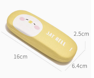 Popular cartoon glasses case (specifications: white chicken with yellow background [free cleaner + lens cloth])