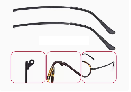 A pair of new glasses temple accessories (specifications: metal 1.2mm outer teeth, 3mm wide, black (screwdriver + screws included))