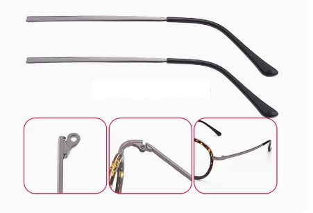 A pair of new glasses temple accessories (specifications: metal 1.2mm outer teeth, 3mm wide, gunmetal color (screwdriver + screws included))