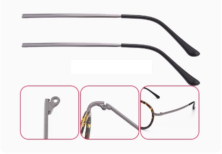A pair of new metal temple accessories (specifications: gun color [screwdriver + screws included])