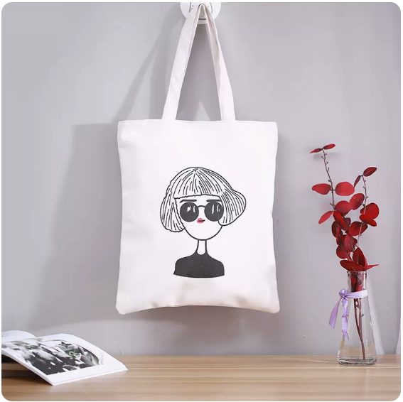 New fresh and artistic small square bag (girl with white medium hair)