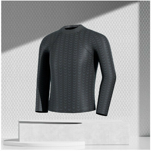 New men's swimming swimsuit (black shark long sleeve) (L-2XL) (contact customer service after placing the order for shipping size)