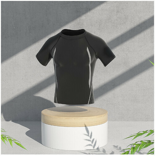 New men's swimming swimsuit (black short-sleeved) (L-5XL) (contact customer service after placing an order for shipping sizes)