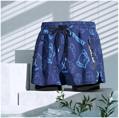 新款男士游泳泳褲（藍色小熊）（L-5XL）（下單後跟客服聯系發貨的尺寸）
