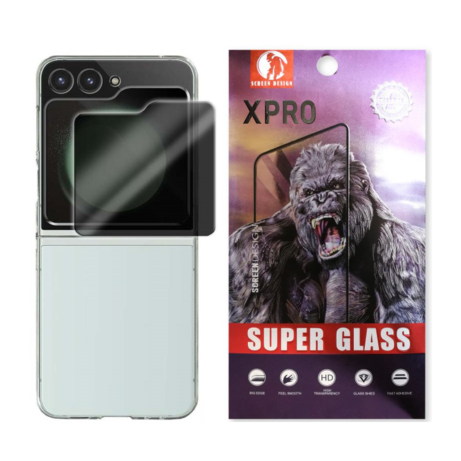 【現貨】 XPRO - 巨猩 Super Glass Privacy - Samsung Flip系列 防偷窺防指紋高透光外屏鋼化玻璃保護貼【兼容手機殼】