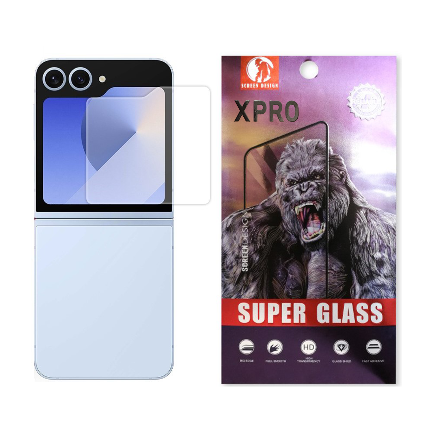 【現貨】 XPRO - 巨猩 Super Glass HD - Samsung Flip 系列 高清防指紋高透光外屏鋼化玻璃保護貼【兼容手機殼】