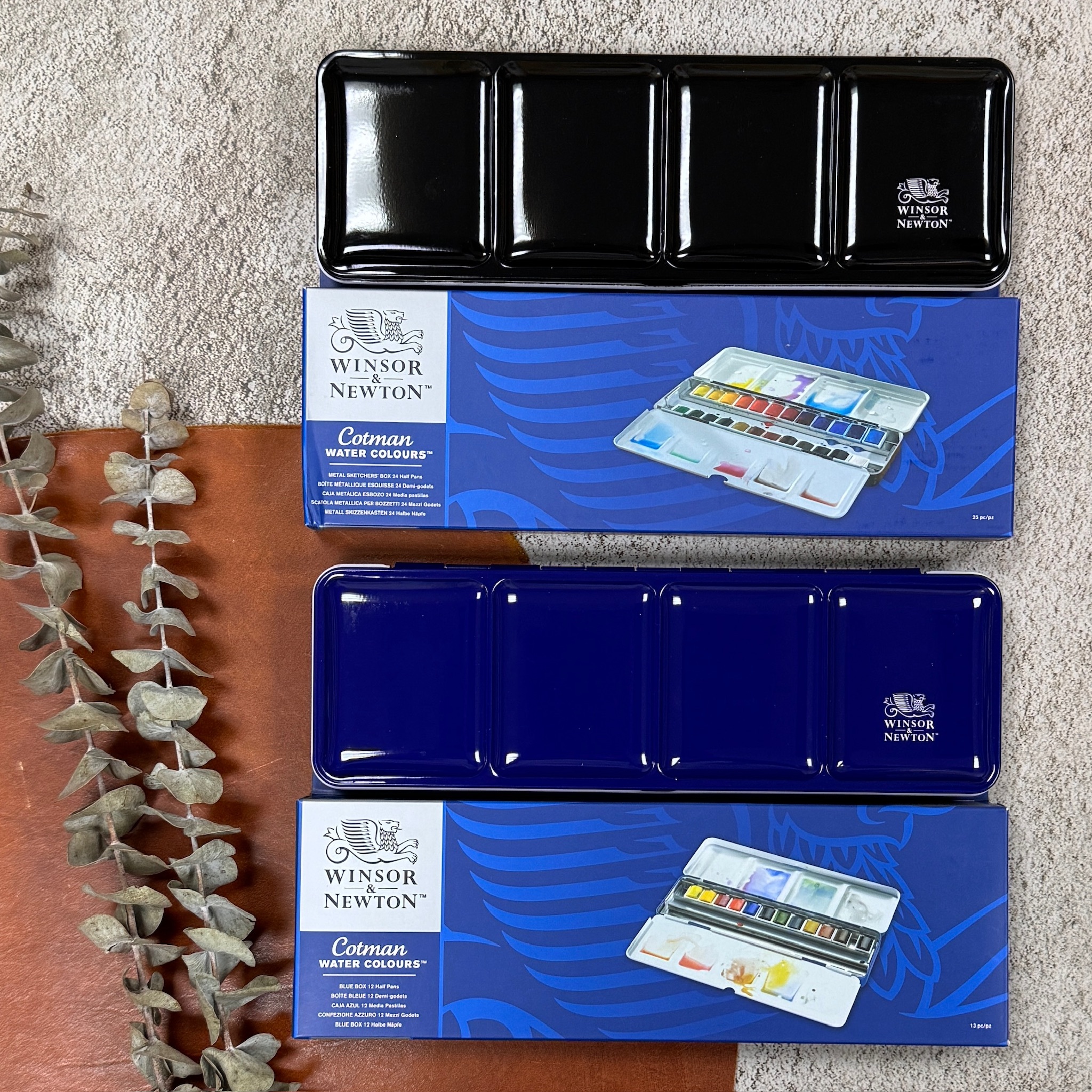 Winsor & Newton 溫莎牛頓 學生級塊狀水彩鐵盒組 12色 24色