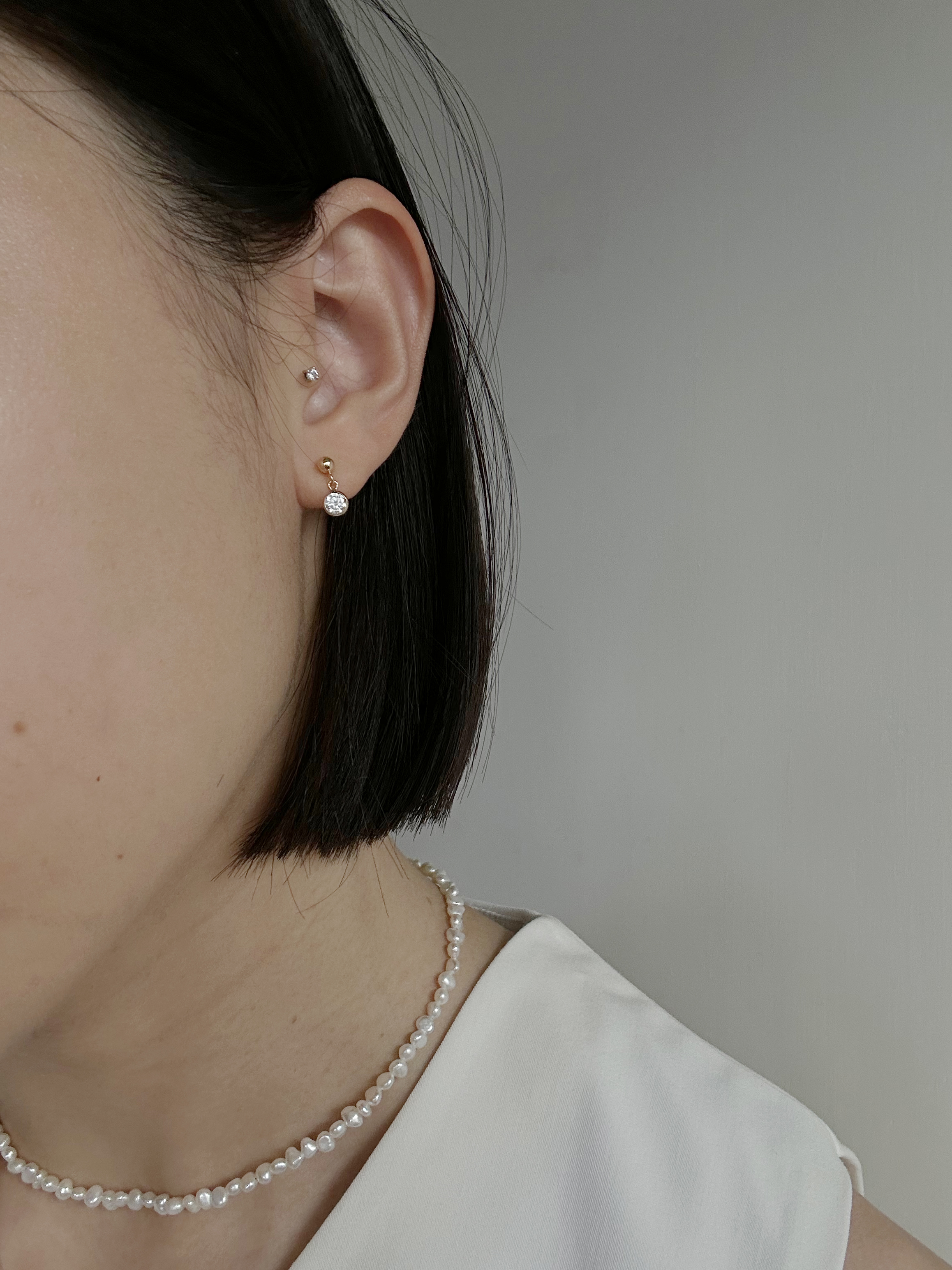 Hazel | 鋯石金豆耳環 14K包金