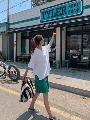 側缺角棉質上衣