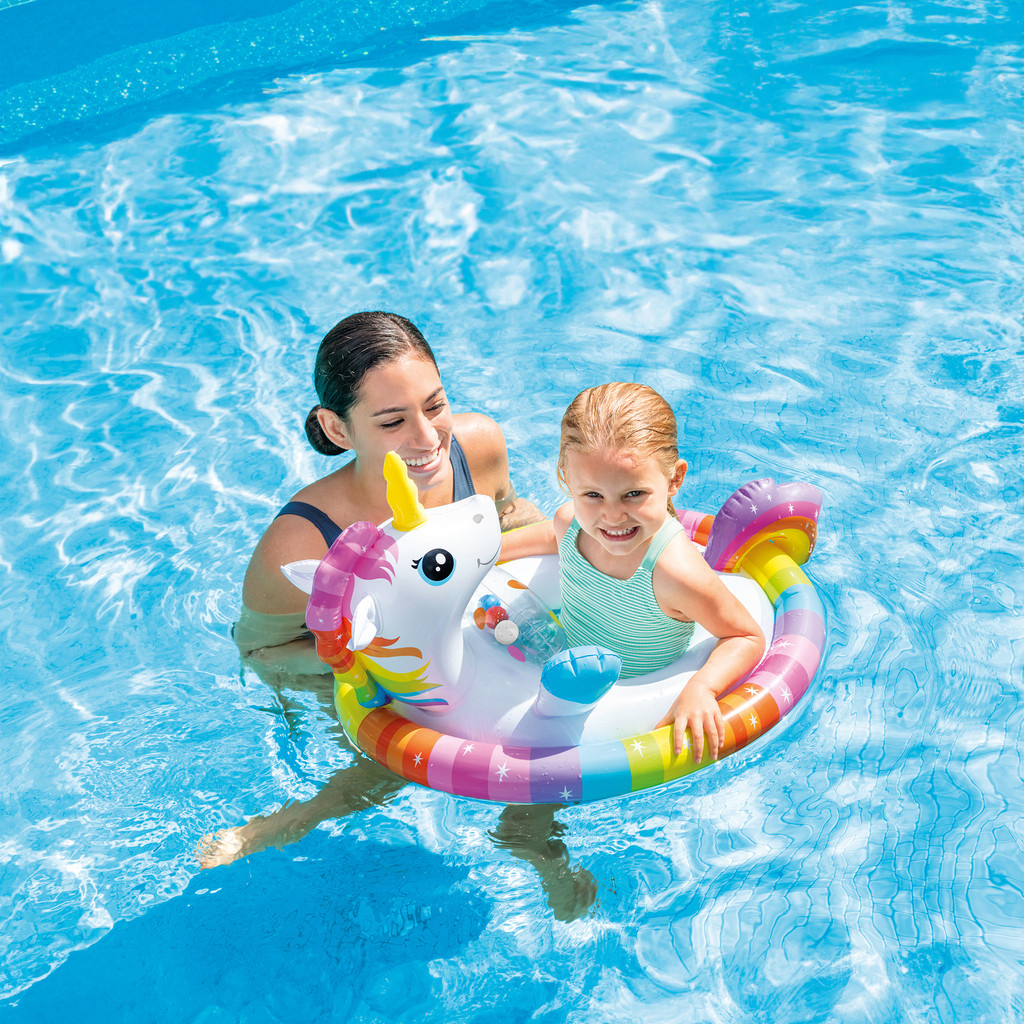 動物造型坐式充氣泳圈 - 白