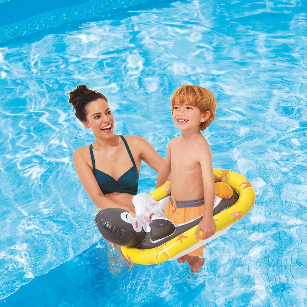 動物造型坐式充氣泳圈 - 黃