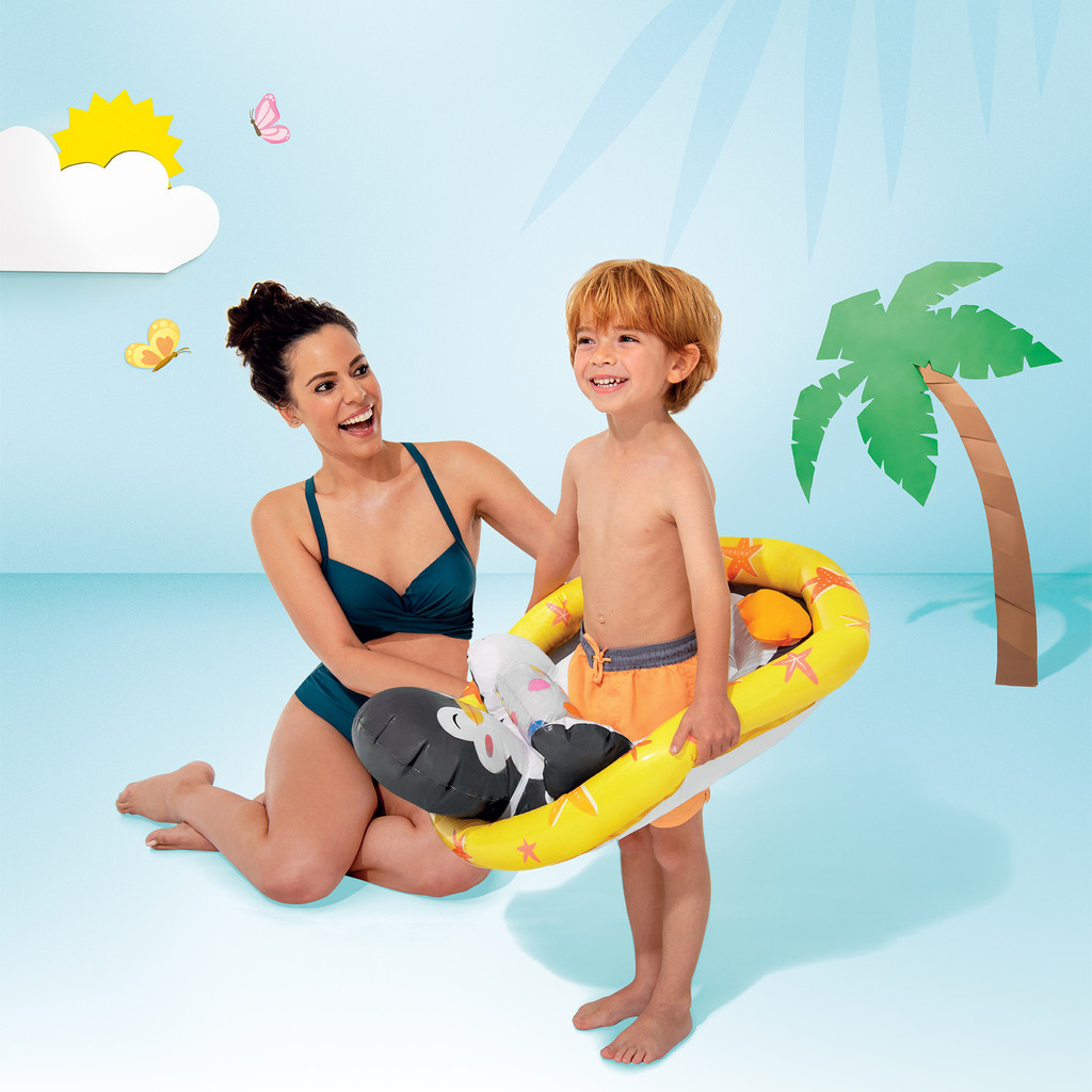 動物造型坐式充氣泳圈 - 黃