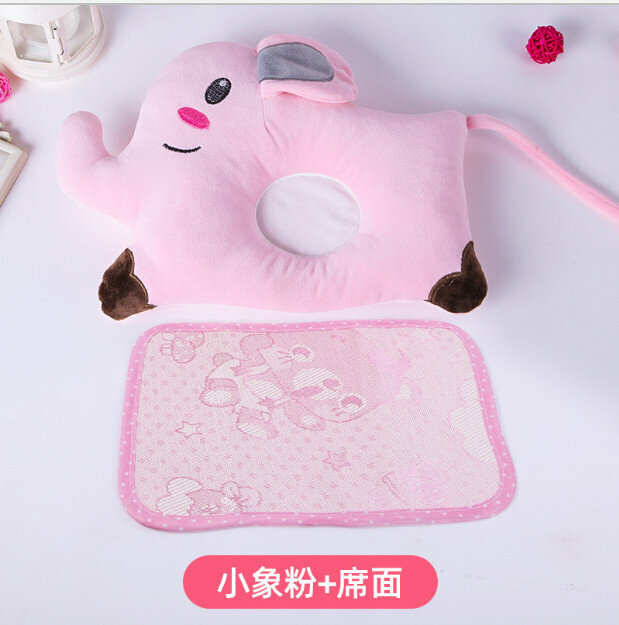 Hot recommended baby pillow cartoon baby shaped pillow (pink elephant + mat) (size: 26cm*32cm)