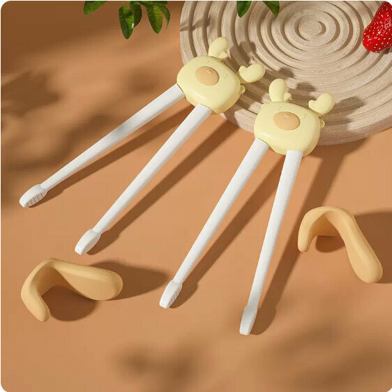 Hot recommendation (2 pairs) toddler training chopsticks (tiger mouth training chopsticks - lemon yellow)