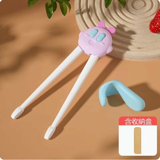 Hotly recommended toddler training chopsticks (including 1 storage box) (Tiger Mouth Training Chopsticks - Kirby Powder)