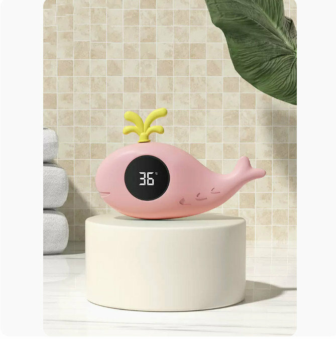 Hot Push Water Thermometer (Whale-Sakura Pink)