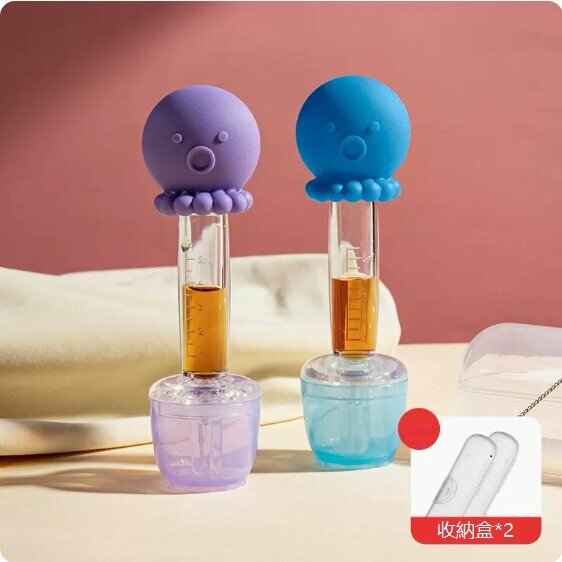 熱推（2支裝）嬰幼兒喂藥器吸管（小章魚藍色+小章魚紫色）