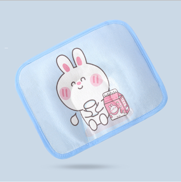 Popular baby pillow buckwheat ice silk shaped, sweat-absorbent and breathable (blue milk rabbit without bile core) (size: 28cm*20cm)