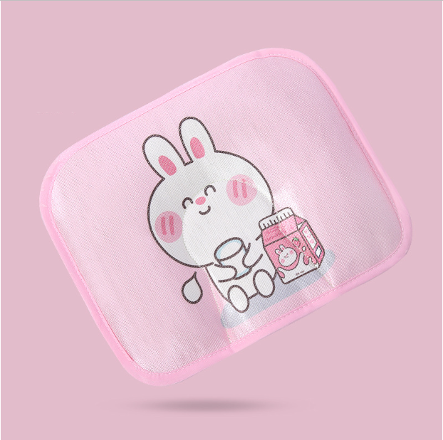 Popular baby pillow buckwheat ice silk shaped, sweat-absorbent and breathable (pink milk rabbit without bile core) (size: 28cm*20cm)