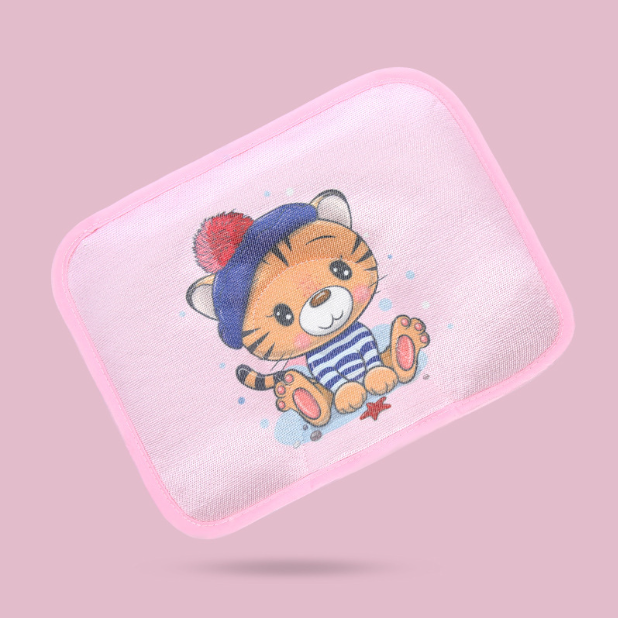 Popular baby pillow buckwheat ice silk shaped, sweat-absorbent and breathable (pink happy tiger without courage core) (size: 28cm*20cm)