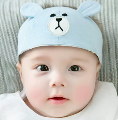 Hot selling baby summer thin topless door hat (12 bear style sky blue) (size: one size fits all (suitable for head size 36-44cm) (applicable age: 0-8 months)