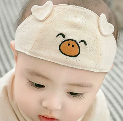 Hot selling baby summer thin topless door hat (04 piggy style beige) (size: one size fits all (suitable for head size 36-44cm) (applicable age: 0-8 months)
