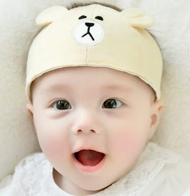 Hot selling baby summer thin topless door hat (13 bear style beige) (size: one size fits all (suitable for head size 36-44cm) (applicable age: 0-8 months)