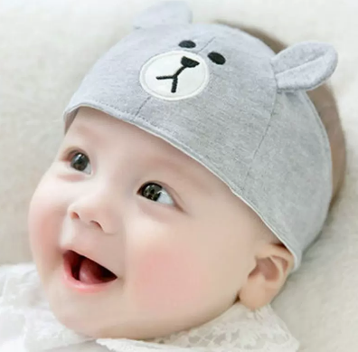 Hot selling baby summer thin topless door hat (11 bear style gray) (size: one size fits all (suitable for head size 36-44cm) (applicable age: 0-8 months)