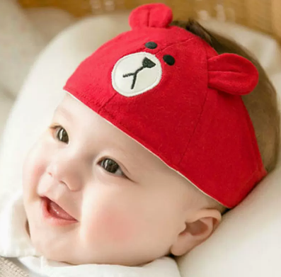 Hot selling baby summer thin topless door hat (14 bear style red) (size: one size fits all (suitable for head size 36-44cm) (applicable age: 0-8 months)