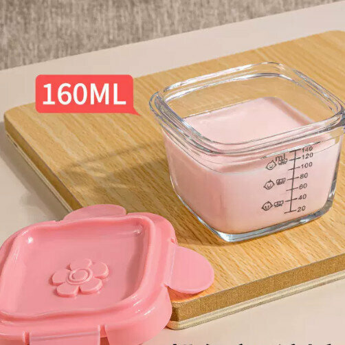Popular baby food box with glass compartment (pink square style [160ml])