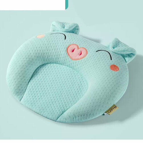 Popular baby pillow buckwheat shaped pillow (Green Piggy [0-1 year old anti-head deflection])
