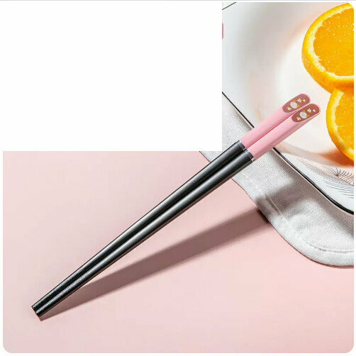 Popular chopsticks for children aged 6-12 years old (pink Lucky Cat)