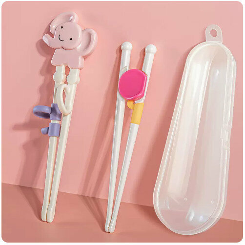 Hot style [pack of 2] children’s chopstick training chopsticks (Sakura pink cute elephant learning chopsticks)