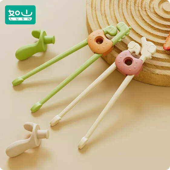 New style (pack of 2 pairs) dinosaur tiger mouth chopsticks (Xingdai pink + Cady green)