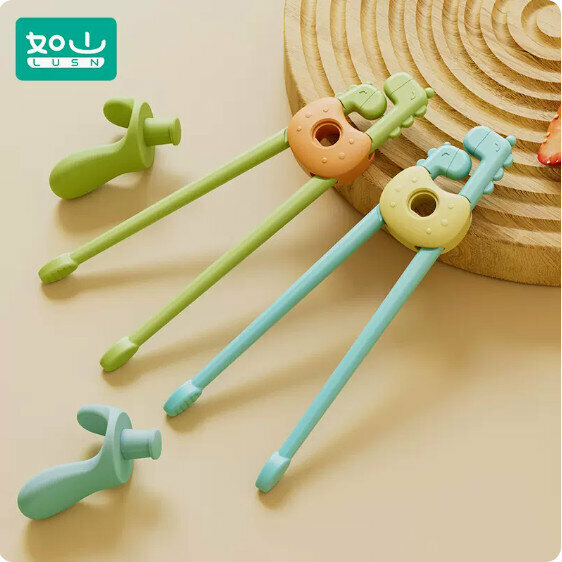 New style (pack of 2 pairs) dinosaur tiger mouth chopsticks (ink blue + Cady green)