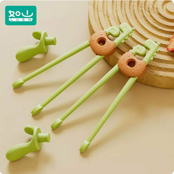 New style (pack of 2 pairs) dinosaur tiger mouth chopsticks (Kady green + Kady green)