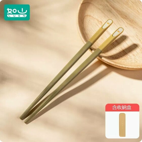 新款大童筷子（綠小鴨+收納盒）