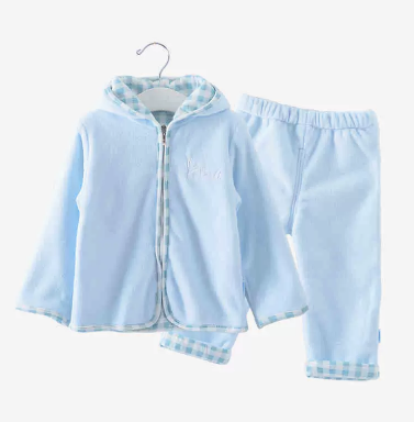 Hot selling baby autumn long-sleeved zippered hooded suit (CG111CG211 blue) (size: 66.73CM (please contact customer service to confirm the delivery size after placing the order)