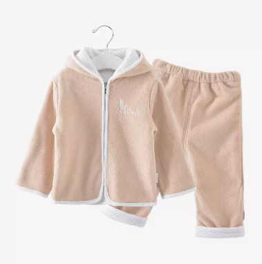 Hot selling baby autumn long-sleeved zippered hooded suit (C111C211 apricot) (size: 66.73CM (please contact customer service to confirm the delivery size after placing the order)