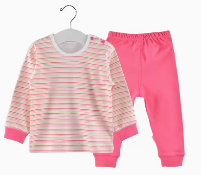 Hot selling baby autumn pure cotton long-sleeved suit (pink stripes) (size: 66-85CM (please contact customer service to confirm the delivery size after placing the order)