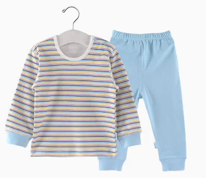 Hot selling baby autumn pure cotton long-sleeved suit (blue stripes) (size: 66.73CM (please contact customer service to confirm the delivery size after placing the order)